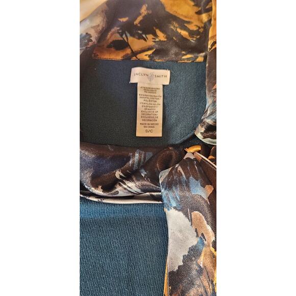 Jaclyn Smith Fall Essential Womens Sweater Size Small with Silk scarf Teal - Picture 5 of 6